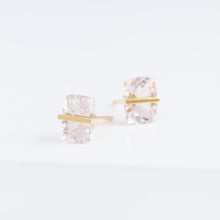 Load image into Gallery viewer, Band rectangular morganite studs
