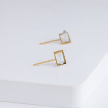 Load image into Gallery viewer, Band triangle moonstone studs
