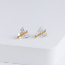 Load image into Gallery viewer, Band triangle moonstone studs
