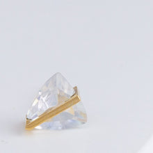 Load image into Gallery viewer, Band triangle moonstone studs
