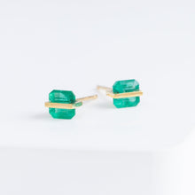 Load image into Gallery viewer, Band one-of-a-kind square emerald studs

