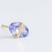 Load image into Gallery viewer, Band oval tanzanite studs
