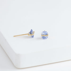 Band icy blue sapphire studs