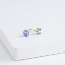 Load image into Gallery viewer, Band icy blue sapphire studs
