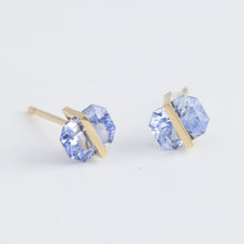 Load image into Gallery viewer, Band icy blue sapphire studs
