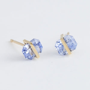 Band icy blue sapphire studs