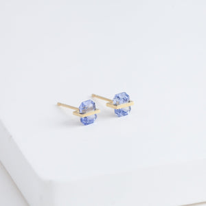 Band icy blue sapphire studs