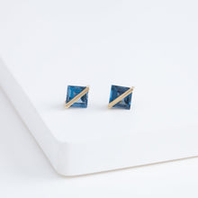 Load image into Gallery viewer, Band blue topaz studs
