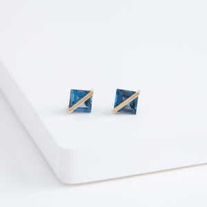 Band blue topaz studs