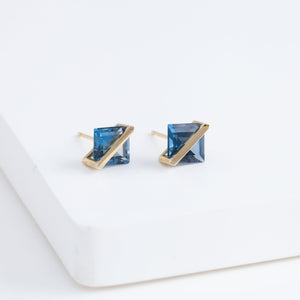 Band blue topaz studs