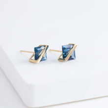 Load image into Gallery viewer, Band blue topaz studs
