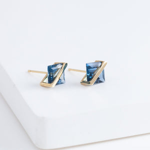 Band blue topaz studs