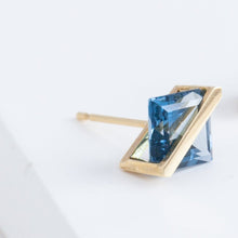 Load image into Gallery viewer, Band blue topaz studs
