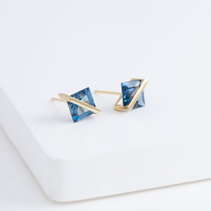 Band blue topaz studs