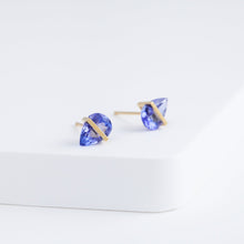 Load image into Gallery viewer, Band pear tanzanite studs
