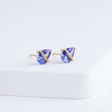 Load image into Gallery viewer, Band pear tanzanite studs
