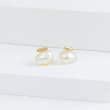 Load image into Gallery viewer, Medium baroque white pearl earrings
