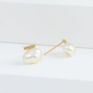 Medium baroque white pearl earrings