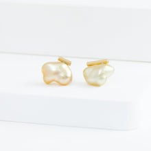 Load image into Gallery viewer, Medium baroque gold pearl earrings
