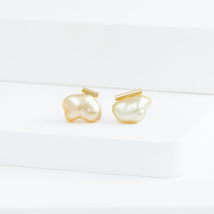 Medium baroque gold pearl earrings