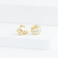 Load image into Gallery viewer, Medium baroque gold pearl earrings
