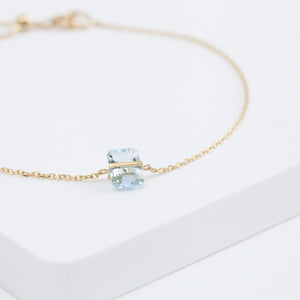 Band one-of-a-kind rectangular aquamarine bracelet