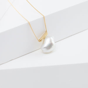 Large white baroque pearl necklace