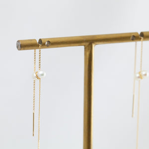 Small twin pearl drop earrings