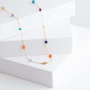 Multicolor stone smiley necklace