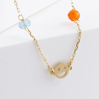 Multicolor stone smiley necklace