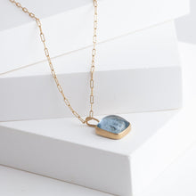 Load image into Gallery viewer, Gallery rectangle moss aquamarine necklace
