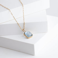 Load image into Gallery viewer, Gallery rectangle moss aquamarine necklace
