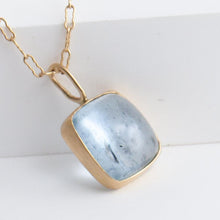 Load image into Gallery viewer, Gallery rectangle moss aquamarine necklace
