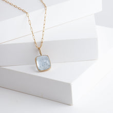 Load image into Gallery viewer, Gallery rectangle moss aquamarine necklace
