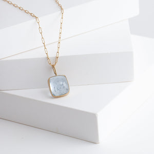 Gallery rectangle moss aquamarine necklace