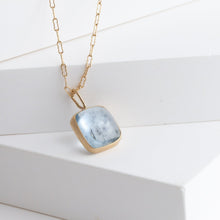 Load image into Gallery viewer, Gallery rectangle moss aquamarine necklace
