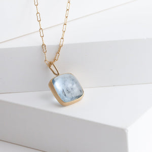 Gallery rectangle moss aquamarine necklace