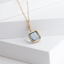 Load image into Gallery viewer, Gallery rectangle moss aquamarine necklace
