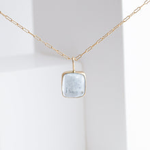 Load image into Gallery viewer, Gallery rectangle moss aquamarine necklace
