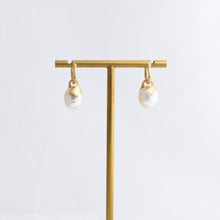 Load image into Gallery viewer, Platy white south sea pearl hoop earrings
