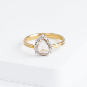 Tulle antique champagne diamond ring