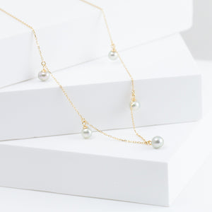 Baby Akoya pearl station necklace