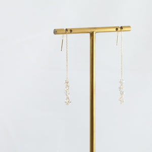 Sazare pearl chain drop earrings