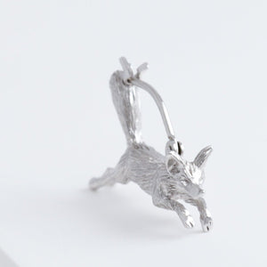 Fox earring (rhodium plated silver)