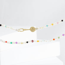 Load image into Gallery viewer, Bear charm pearl and gemstones beads necklace
