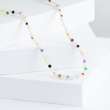 Load image into Gallery viewer, Bear charm pearl and gemstones beads necklace
