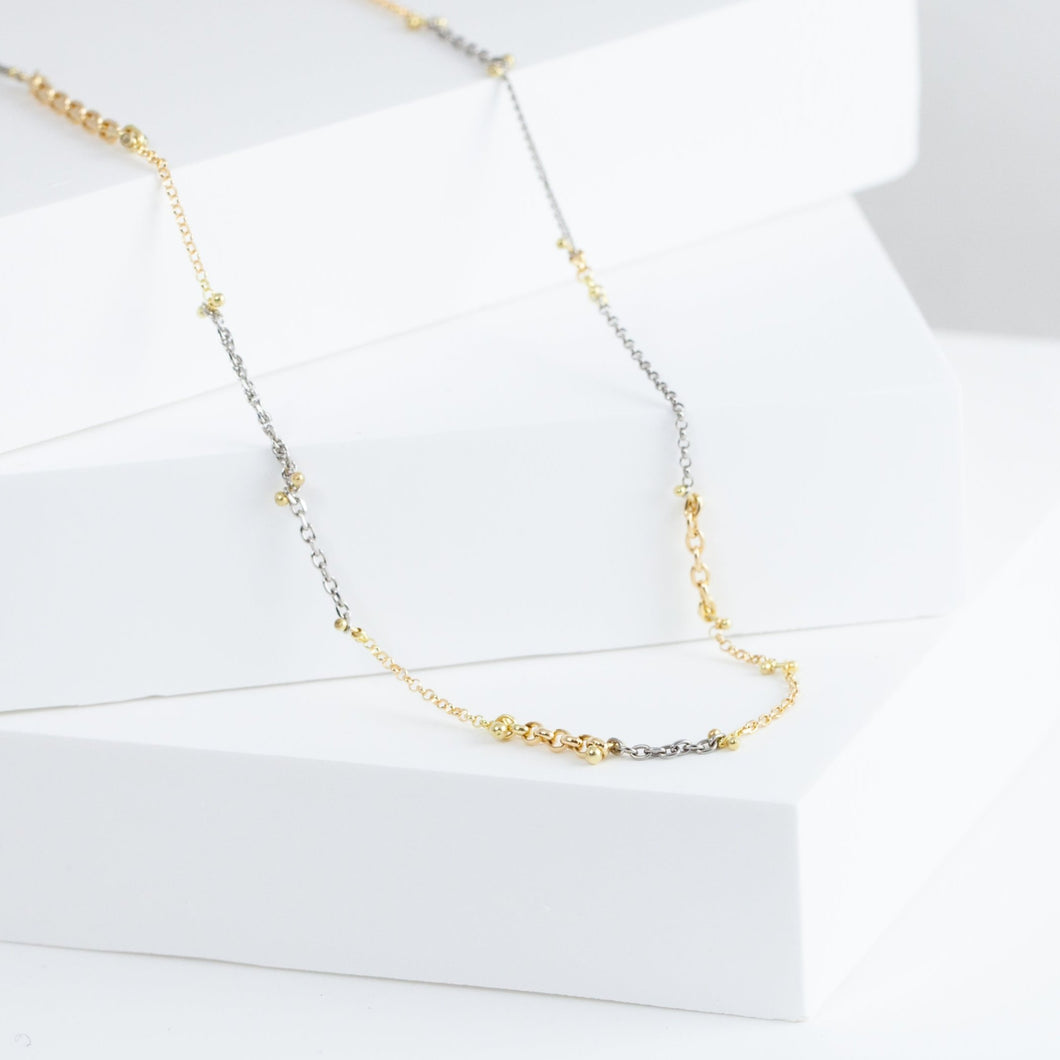 Zero mixed metal chain necklace with sapphire clasp