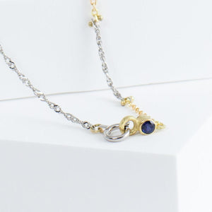 Zero mixed metal chain necklace with sapphire clasp