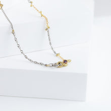 Load image into Gallery viewer, Zero mixed metal chain necklace with sapphire clasp
