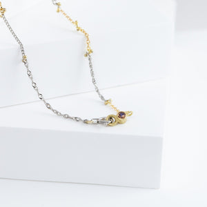 Zero mixed metal chain necklace with sapphire clasp